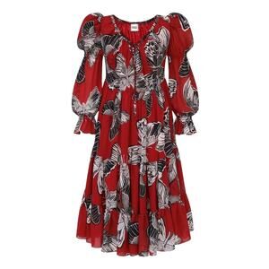 Autumn Adeigbo Fleur Dress Red Butterfly